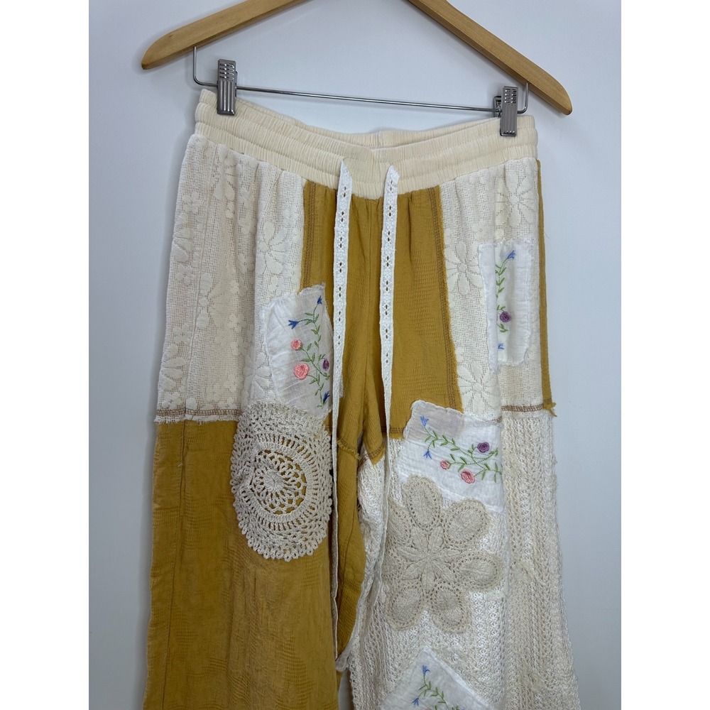 POL Patchwork Floral Embroidered Crochet Lace Cami Top & Wide Leg Pants Set S - Picture 9 of 16